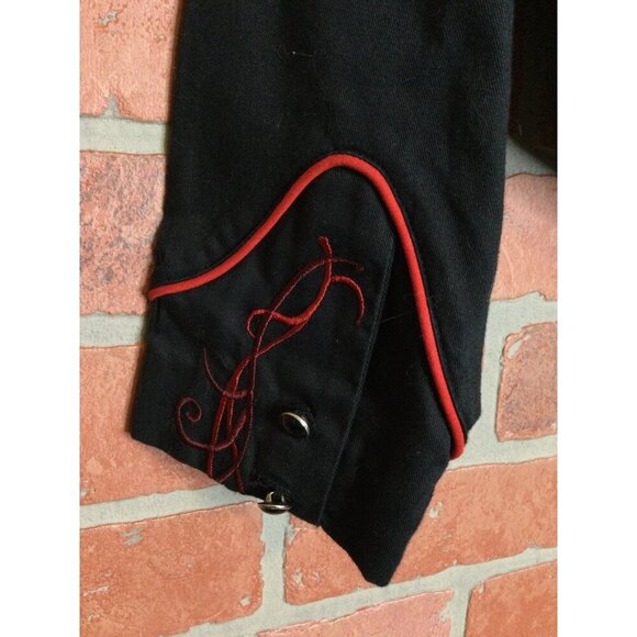 Alamosa Womens Western Blouse Button Front Top Red Embroidery & Piping - Picture 4 of 6
